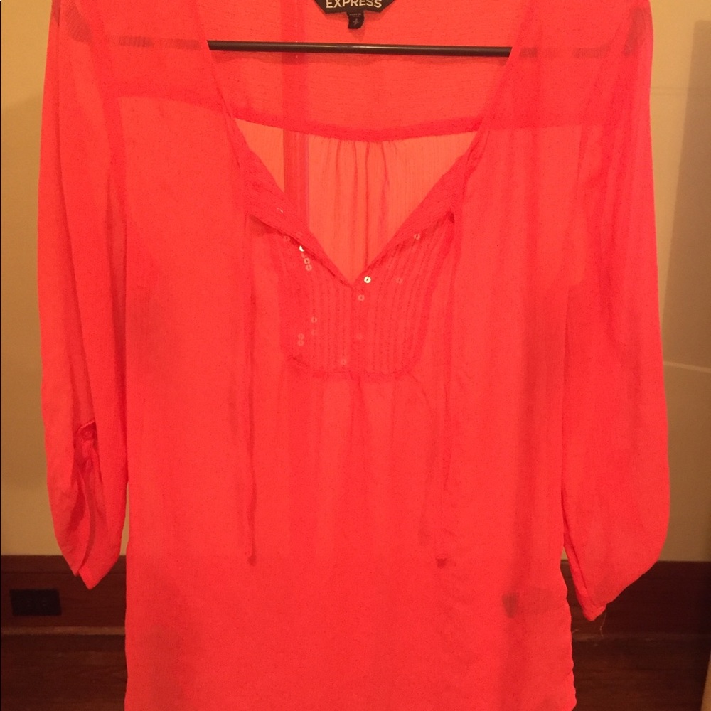 Sheer coral Express blouse